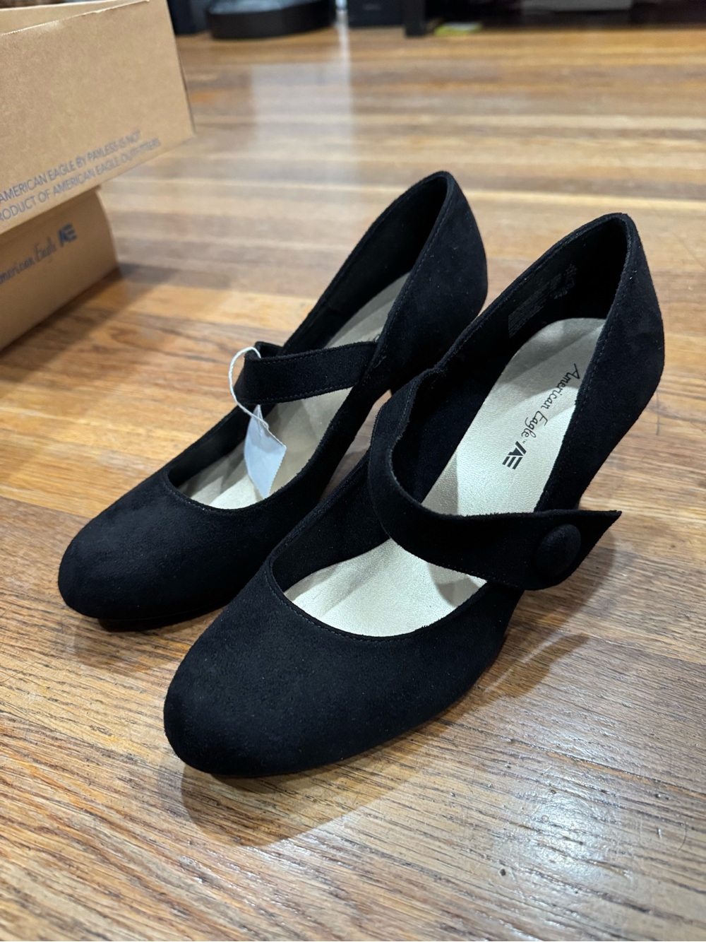 American Eagle by Payless Black Suede Mary Jane Pumps